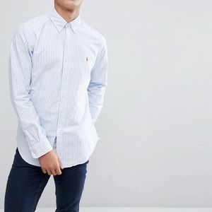 Polo Ralph Lauren Custom Fit Blue Striped Oxford
